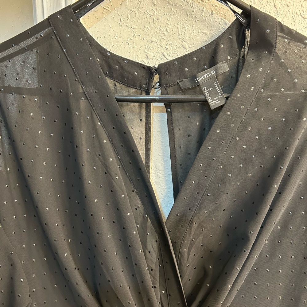 Forever 21 Black Sheer Polka Dot Top